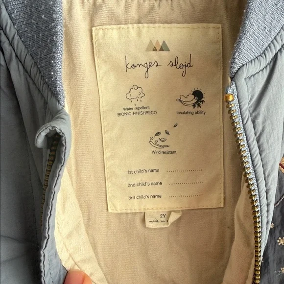 Little Me Gray-Blue Quilted Kids' Puffer Jacket with Space Patch - Picture 3 of 6